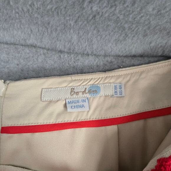 Boden Embroidered Red Floral A Line Skirt Size 4 - Picture 3 of 5